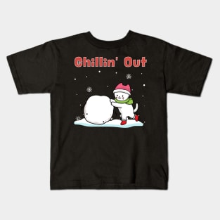 Chillin' Out - Cute Kitten Playing With Snowball Kids T-Shirt